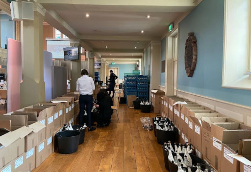 Whites being chilled and prepped before taking to the judges